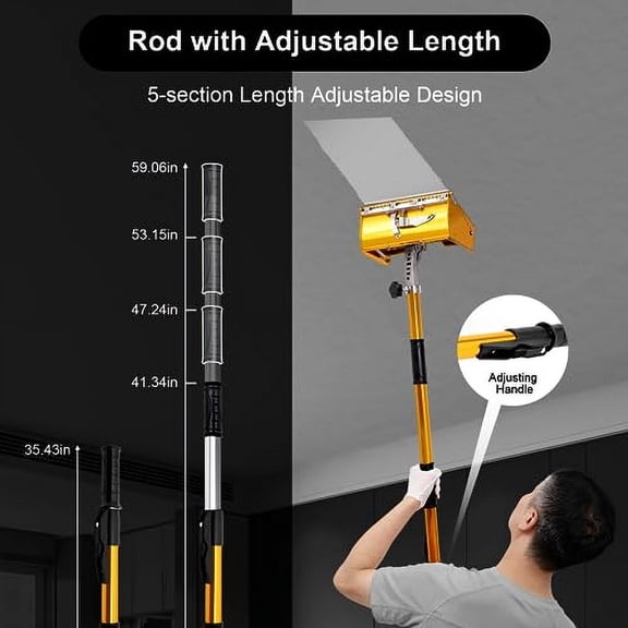 Drywall Tools Flat Box, Aluminum Alloy Professional Drywall Flat Box with Extension Handle, 10'' Drywall Flat Finishing Box Drywall Sheetrock Wallboard Finishing,Adjustable Height