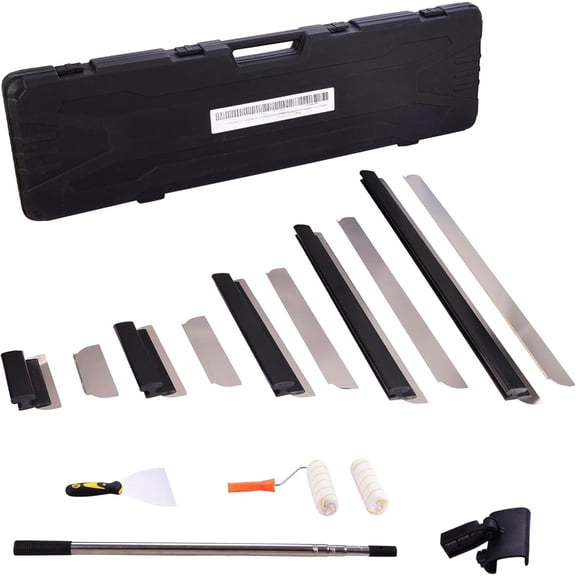 Drywall Tools Skimming with Extension Handle - 10", 14", 24"& 32" 40" with 2 Pack 0.3 mm , Construction Tools End Caps, with Outer Box, Drywall Roller,Taping