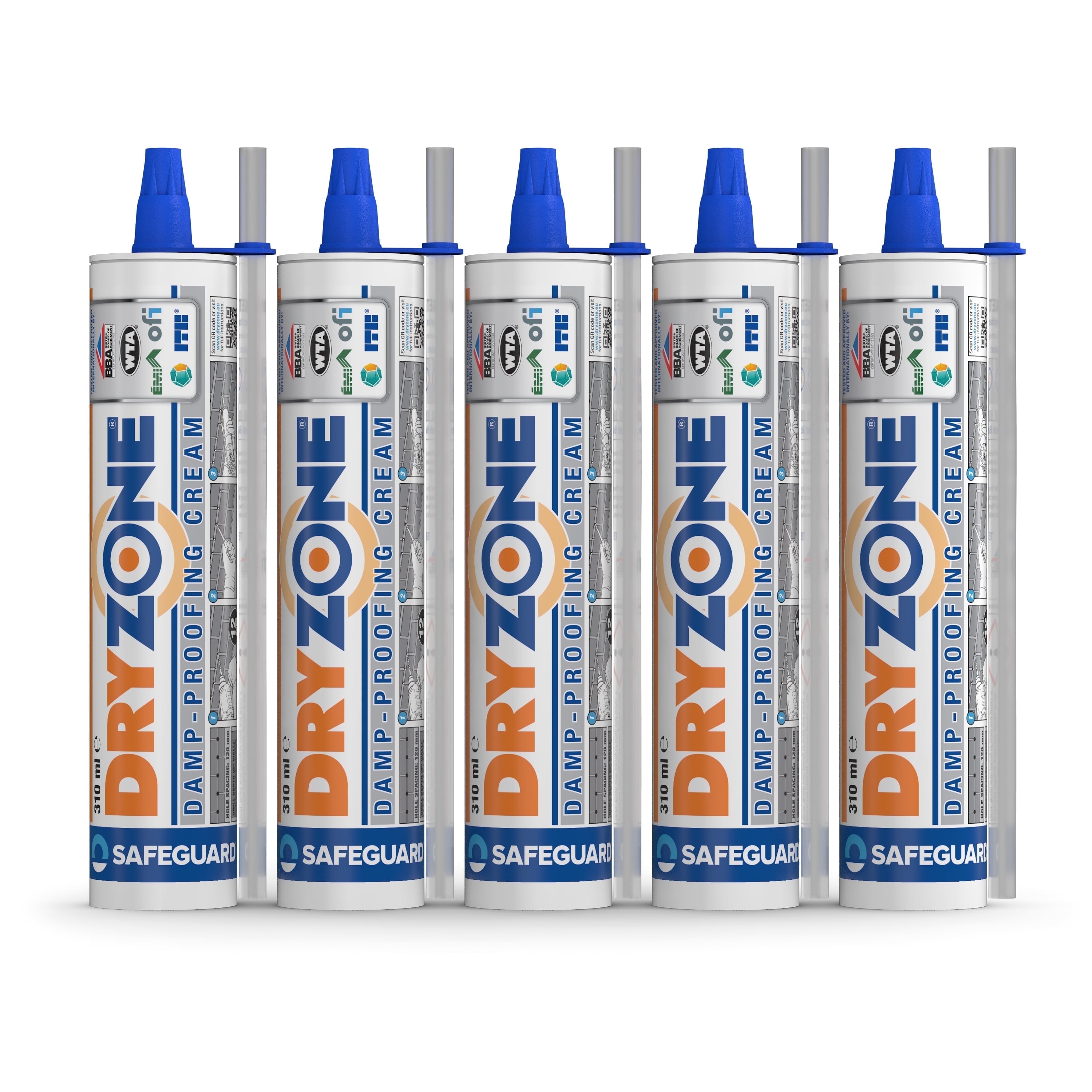 Dryzone Damp Proofing Cream - 310ml x 5 - DPC Wall Injection Cream for Rising Damp Treatment