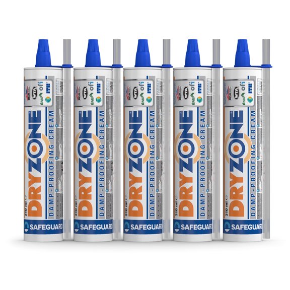 Dryzone Damp Proofing Cream - 310ml x 5 - DPC Wall Injection Cream for Rising Damp Treatment