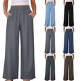 thumbnail image 1 of Dzrciro Jeans for Women, Plus Size High Waist Wide Leg Pants with Patch Pockets, Breathable Casual Daily Work Pants S-3XL, 1 of 10