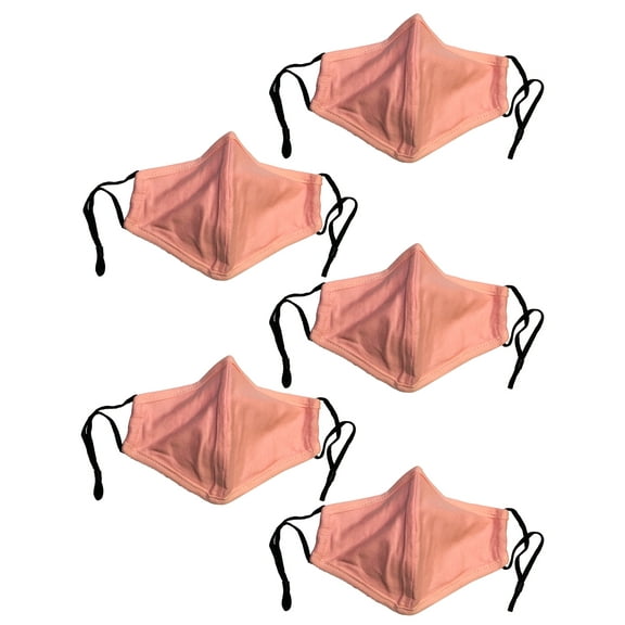 Dscover Adult Coral 5 Pack Face Masks with Adjustable Ear Loops and Nose Clip