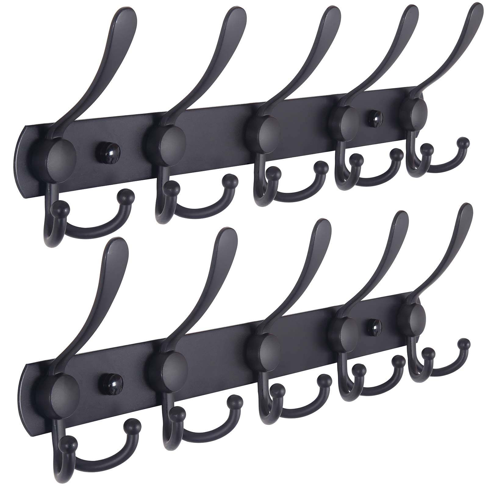 Black Stainless Steel Wall Mounted Coat Rack with 5 Tri Hooks