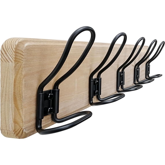 Dseap Coat Rack Wall Mounted - Heavy Duty Farmhouse Rustic Wall Coat Hanger with 5 Wire Hooks for Clothes Hat Jacket Towel, RusticWire, G25A, Weathered Brown & Black
