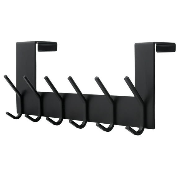 Dseap over the Door Hooks,Sturdy Towel Rack with 6-dual Hooks Hanger for over Door Hanging Clothes,Hat,Towel Coat Rack for Back of Bathroom,Bedroom,Matte Black