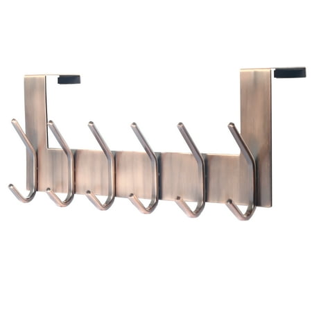 Dseap over the Door Hooks,Sturdy Towel Rack with 6-dual Hooks Hanger for over Door Hanging Clothes,Hat,Towel Coat Rack for Back of Bathroom,Bedroom,Antique Copper
