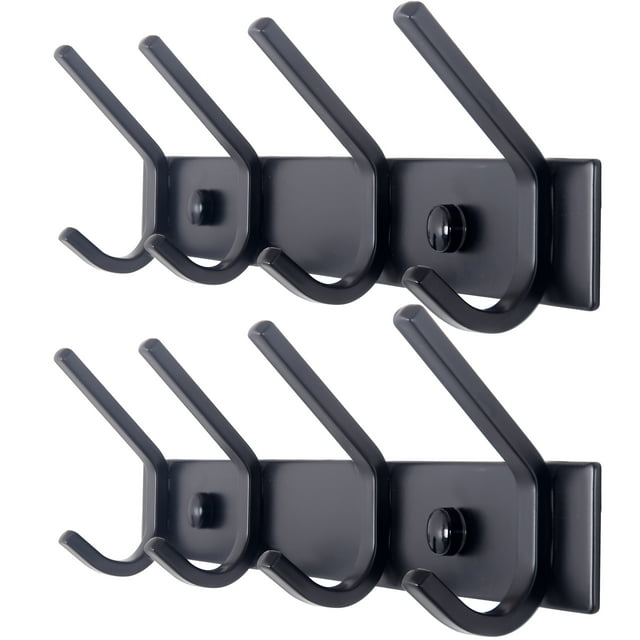 Dseap Sturdy Coat Rack with 4 Dual Hooks,Heavy Duty Wall Mounted Metal