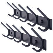 Dseap Sturdy Coat Rack with 5 Dual Hooks,Heavy Duty Wall Mounted Metal Hook Rail for Clothes Backpacks in Entryway,Matte Black 2 Pack