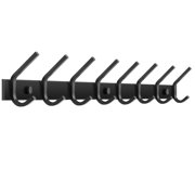 Dseap Sturdy Coat Rack with 8 Dual Hooks,Heavy Duty Wall Mounted Metal Hook Rail for Clothes Backpacks in Entryway,Matte Black