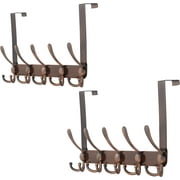 Dseap over the Door Hook Hanger-5 Tri Hooks,Heavy Duty Metal Coat Hook Towel Rack for Hats Clothes,Antique Copper 2 Packs