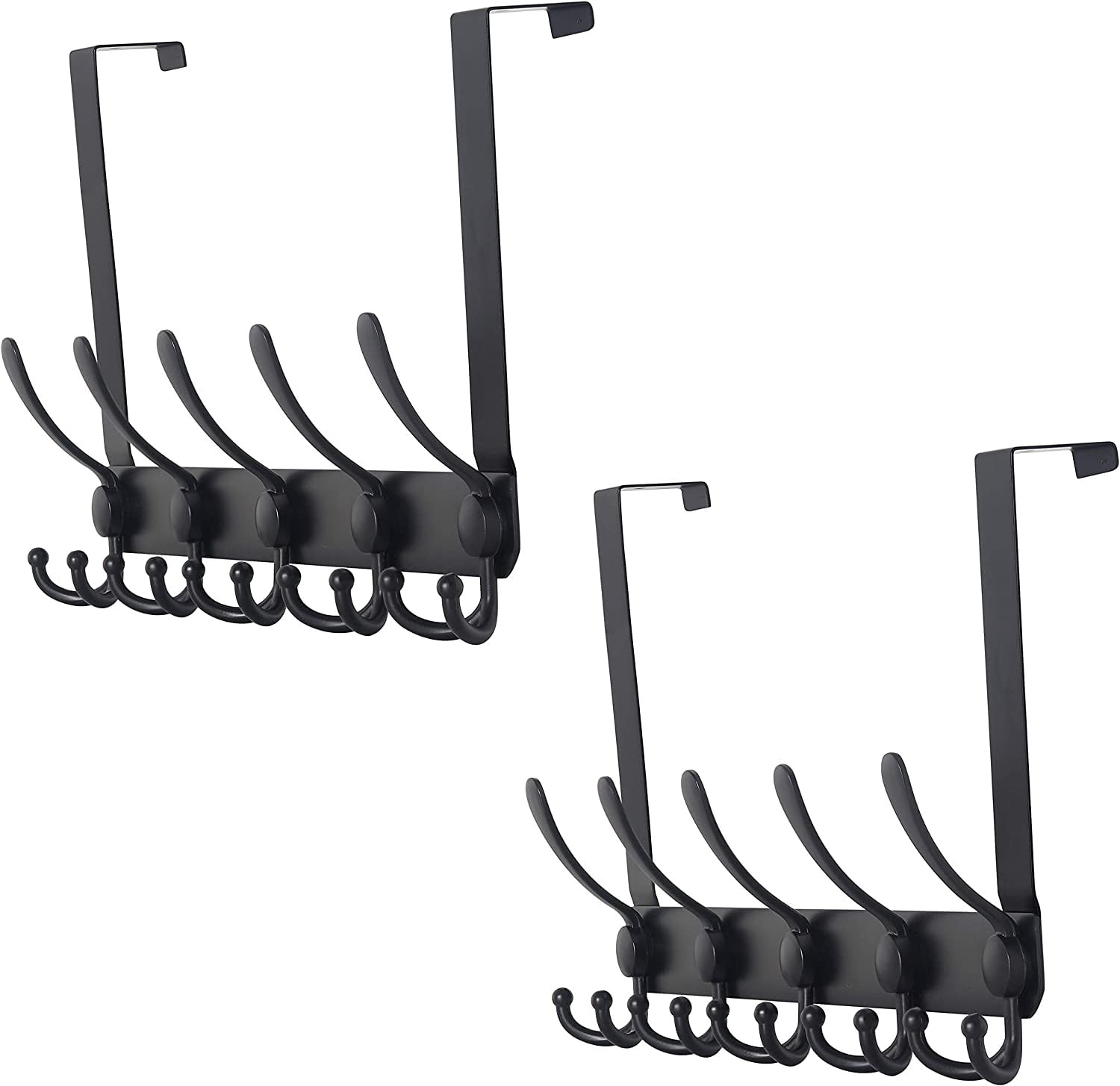 Dseap Heavy Duty Over the Door Hook - 5 Tri Hooks, Matte Black 2 Packs ...