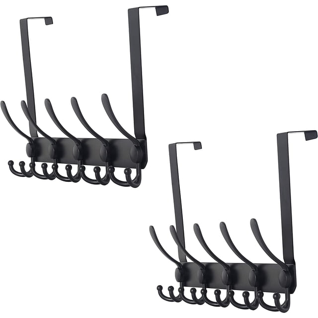 5 Pack Over The Door Metal Hook Black
