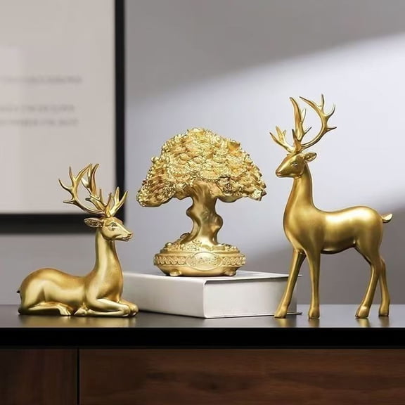 Dserfhy 1 Pair of Deer Sculpture Christmas Small Reindeer Figurine for Living Room TV Cabinet Home Office Decoration