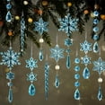 thumbnail image 1 of Dserfhy 18 Pcs Crystal Christmas Ornaments for Tree Clear Acrylic Snowflake Icicle Hanging Ornaments with Drop Pendants for Winter Wonderland Chandelier Decoration, 1 of 7