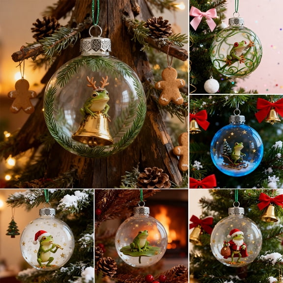 Dserfhy 2026 Christmas Ball Ornament Set, Handcrafted 3D Frog Ornament Different Frogs Theme Holiday Decorations