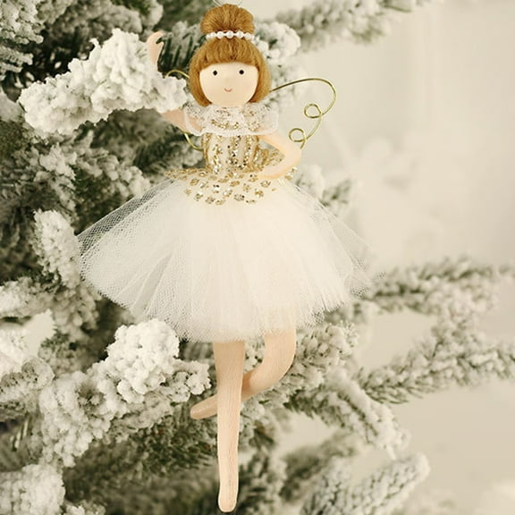 Dserfhy Ballerina Christmas Ornament Ballet Girl Dancing with Wing And Tulle Skirt Xmas Tree Hanging Decorations for Holiday Home Party Decor
