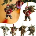 thumbnail image 1 of Dserfhy Big Foot Carrying Christmas Tree Hanging Ornament 2D Flat Acrylic Christmas Tree Ornaments for Holiday Home Party Decor, 1 of 8
