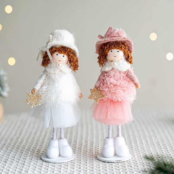 Dserfhy Christmas Angel Doll Ornaments Tabletop Small Plush Fairy Elf Figurine for Thanksgiving New Year Birthday Wedding Valentine's Day Xmas Party Decoration