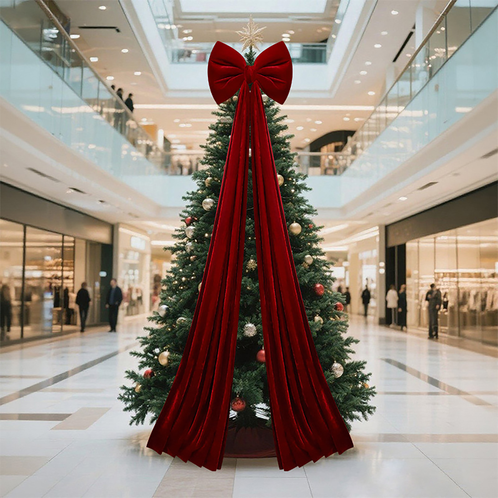 Dserfhy Christmas Bow Decoration Velvet Tree Topper Bow for Christmas Tree Wreath Home Room Wall Backdrop Decor