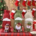 thumbnail image 1 of Dserfhy Christmas Burlap Wine Bags Cute Santa Claus Snowman Reindeer Design Reusable Wine Bottle Cover with Drawstring for Dinner Table Decor, 1 of 8