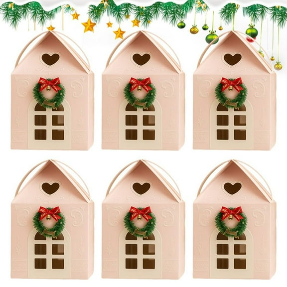 Dserhfy Christmas Cottage Gift Box, 3D Pop Up House Boxes Festive Paper Craft with Snowflake Designs Reusable Holiday Packaging for Cookies Candies