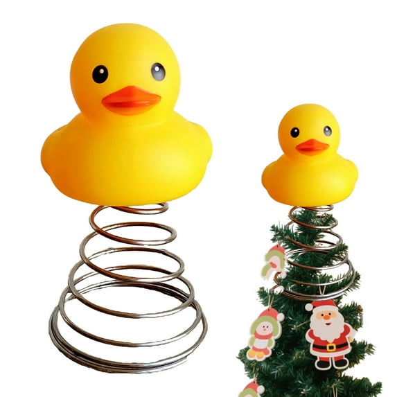 Dserfhy Christmas Duck Tree Topper Yellow Duck Figurine with Spring Xmas Tree Top Decoration for Indoor Outdoor Holiday Party Decor