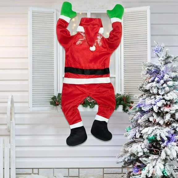 Dserfhy Christmas Hanging Santa Claus Decoration Large Climbing Santa Claus Xmas Hanging Ornament for Outside Roof Gutter Window Wall Balcony Decor
