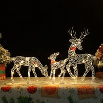 Dserhfy Christmas Light-up Reindeer Decoration, LED Lighted Deer Family for Yard Patio Lawn Garden