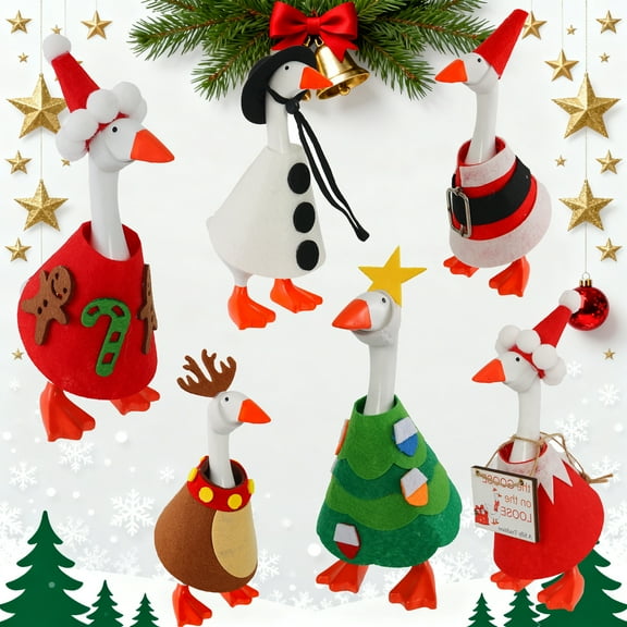 Dserfhy Christmas Porch Goose Outfits for 23 Inch Goose Statue Felt Tree/Snowman/Reindeer Goose Clothes for Outdoor Garden Lawn Yard Patio Decor
