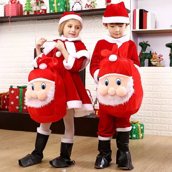 Dserfhy Christmas Santa Sack Large Drawstring Candy Gift Bags 3D Santa Claus Backpack for Santa Costume Holiday Party Supplies Gift Wrap