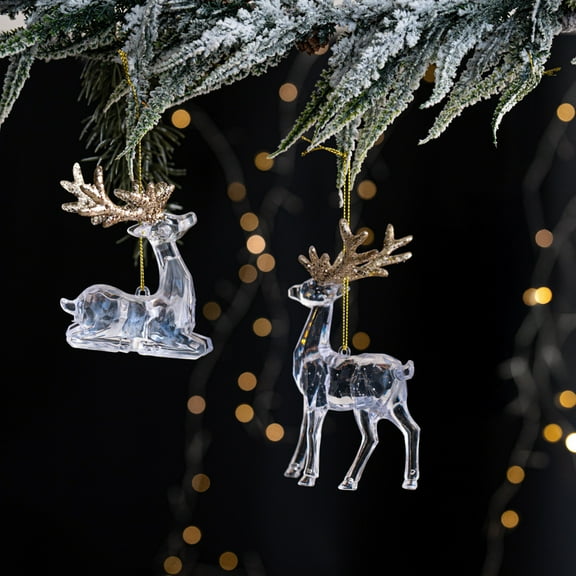 Dserfhy Christmas Tree Ornament Standing Deer Cup Butterflies Wing Design Sparkling Hanging Decoration Festive Holiday Season Home Decor