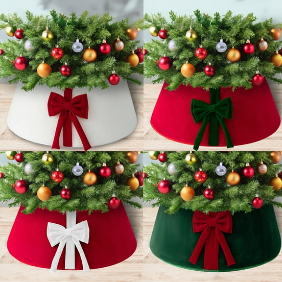 Dserhfy Christmas Tree Skirt, Bow Design Foldable Reusable Base Cover