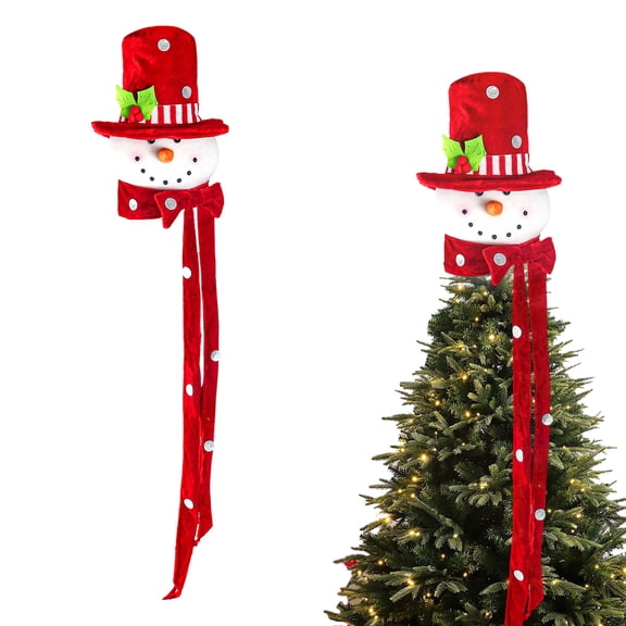 Dserfhy Christmas Tree Topper Snowman Festive Decoration with Scarf Hat Eye-Catching Holiday Decor Party Essential