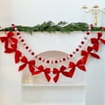 thumbnail image 1 of Dserfhy Christmas Velvet Bow Garland Decoration Pre-Strung Red White Ball Ornament Home Office Living Room Bedroom Xmas Tree Mantel Fireplace Shelf Indoor Holiday Decor, 1 of 8