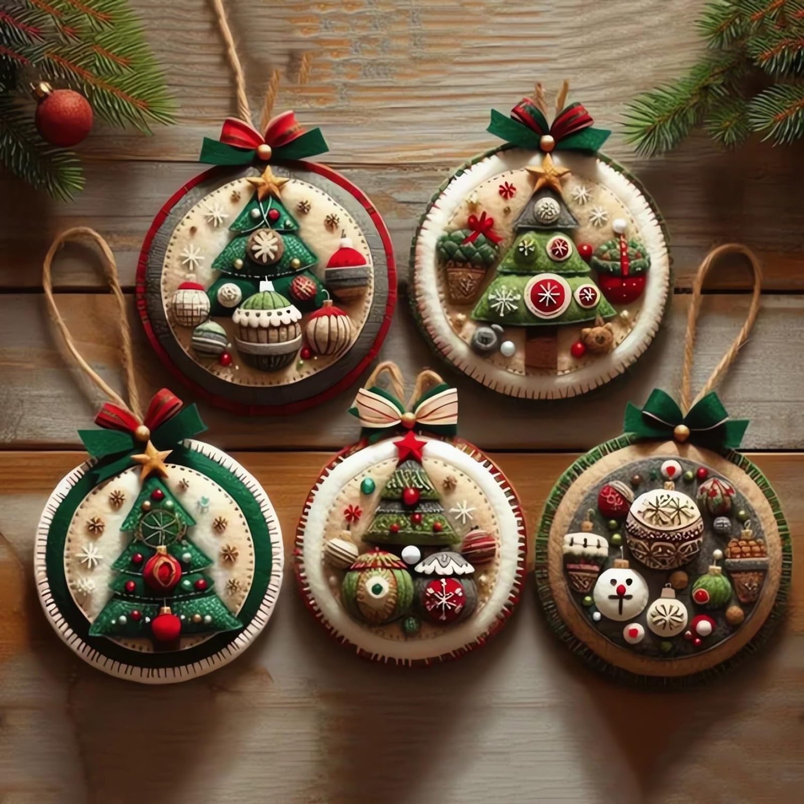 Dserfhy DIY Christmas Felt Patch Kit Holiday Craft Set with Pre-Cut Felts Sheet Handmade Fabric Sewing Crafting Supplies for Tree Home Decor
