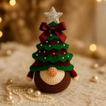 Dserfhy DIY Crochet Christmas Tree Gnome Kit Beginner-Friendly Handmade Xmas Tree Gnome Craft Kit Knitting Holiday Decoration