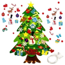 Dserhfy DIY Felt Christmas Tree with 5m LED Lights 3-Foot Tall Wall Hanging Decor with Detachable Ornaments Montessori Holiday Activity for And Home