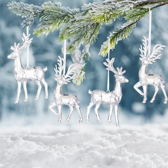 Dserfhy Elk Pendant Acrylic Reindeer Ornament Christmas Tree Clear Deer Dancing Hanging Figurine Xmas Tree Party Supplies