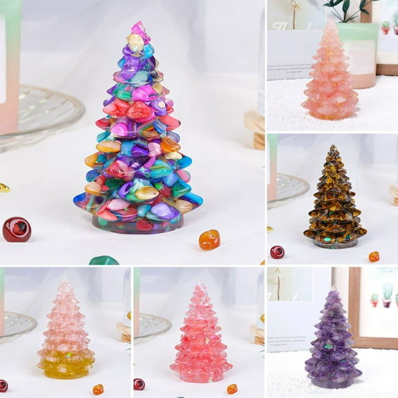 Dserfhy Faux Crystal Christmas Tree Figurine Mini Artificial Crystal Tree Tabletop Ornament for Winter Holiday Home Decor