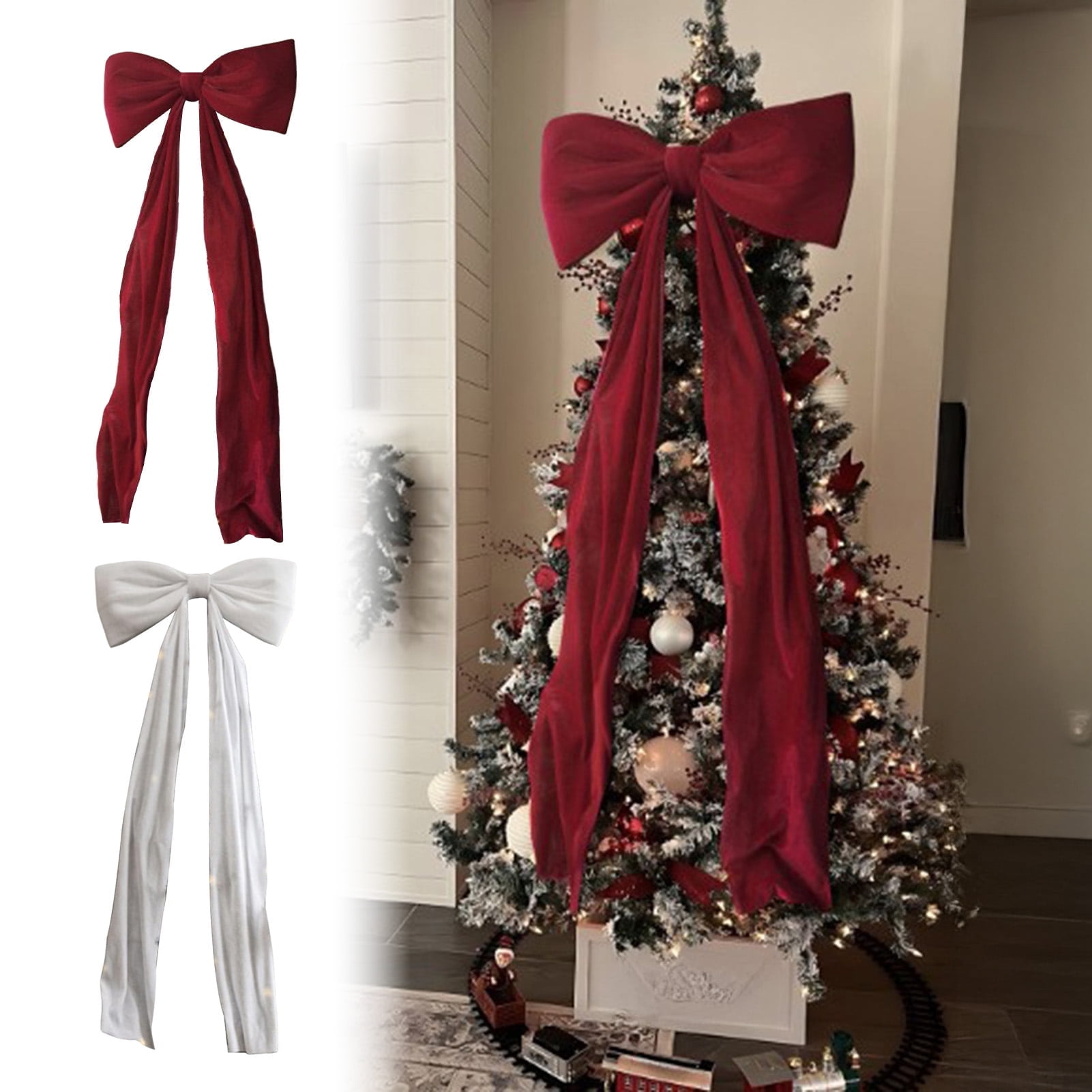 Dserfhy Giant Bow Decoration 20 x 70 Inch Big Velvet Bow for Room Backdrop Wall Decor Extra Large Ribbon Tie for Birthday Baby Shower Wedding Christmas Party Supplies
