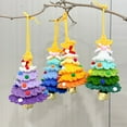 thumbnail image 1 of Dserfhy Handmade Knitted Christmas Tree Ornament with Multi-Layered Crochet Design Golden Bells Star Top Pom Pom Decor Holiday Decor, 1 of 7