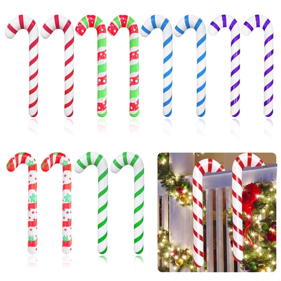 Dserfhy Inflatable Candy Canes Balloons for Christmas Decorations Large Candy Sticks with Red And White Stripe for Xmas Indoor Outdoor Holiday Yard Pool Beach Decor