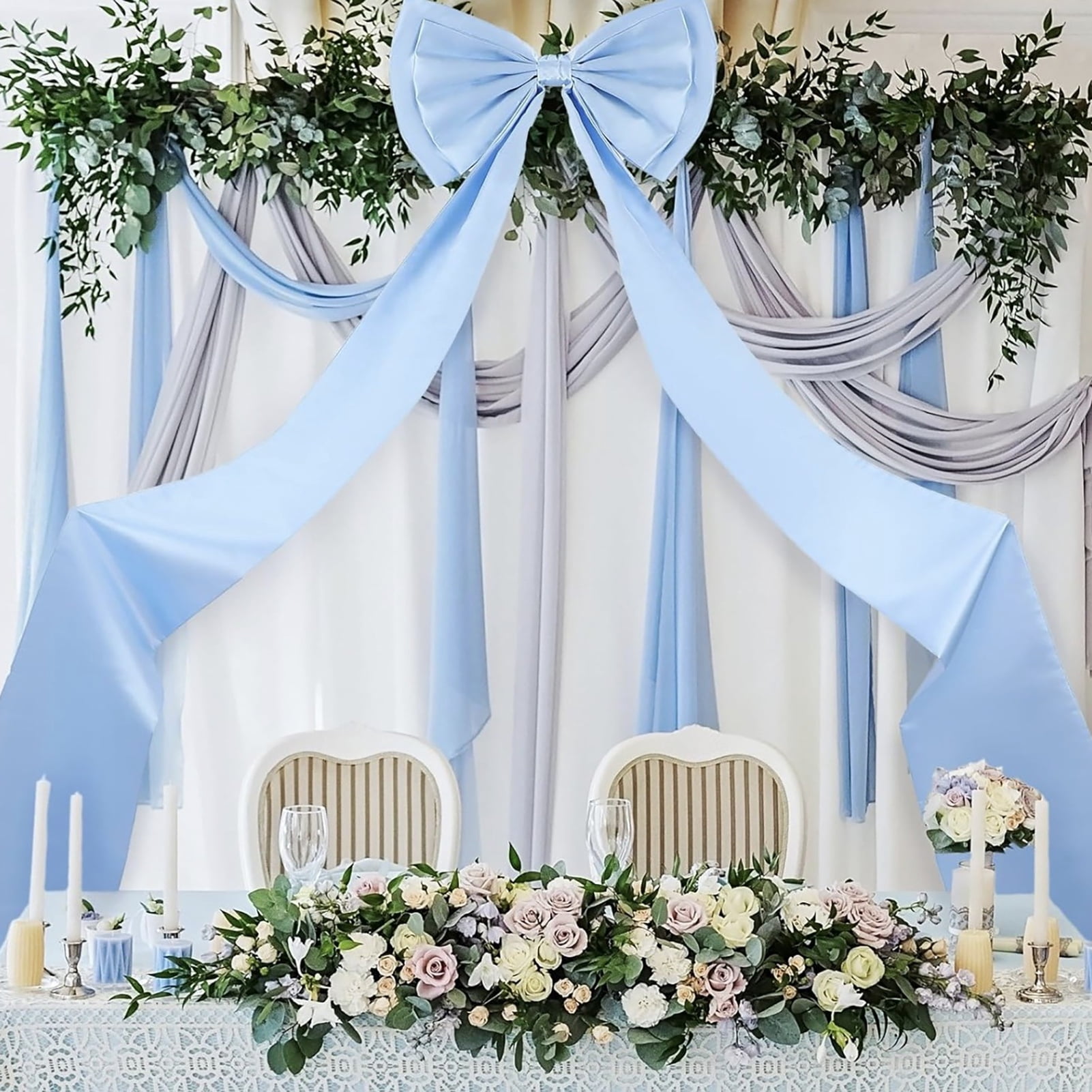 Dserfhy Large Satin Bow for Backdrop 75" x 18" Giant Bow Ribbon Tie for Wedding Engagement Bachelorette Bridal Shower Christmas Room Wall Door Decor