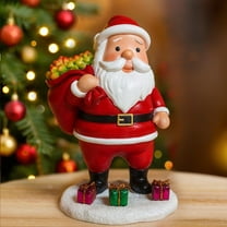 Dserfhy Lighted Santa Claus Figurines Resin Santa Sculpture with Gift Bag on Back Solar Powered Light Up Christmas Statue for Indoor Outdoor Holiday Decor