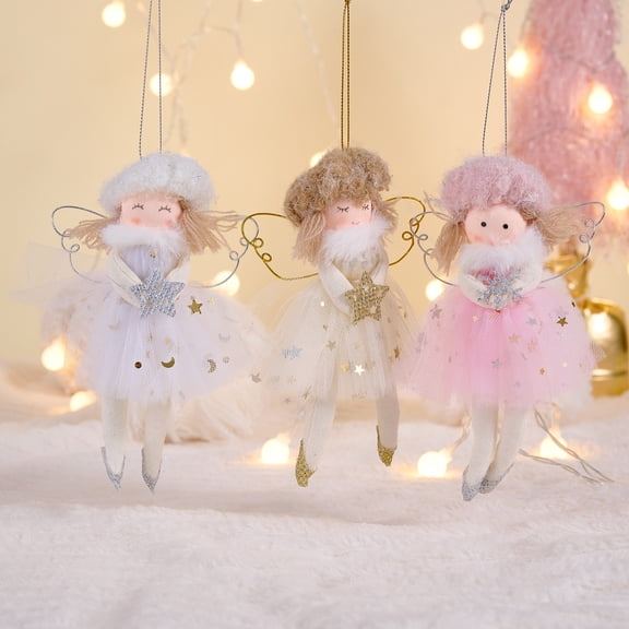 Dserfhy Mini Christmas Angel Doll Ornaments Christmas Tree Plush Angel Pendant for Xmas Birthday Thanksgiving Wedding Valentine's Day Decoration