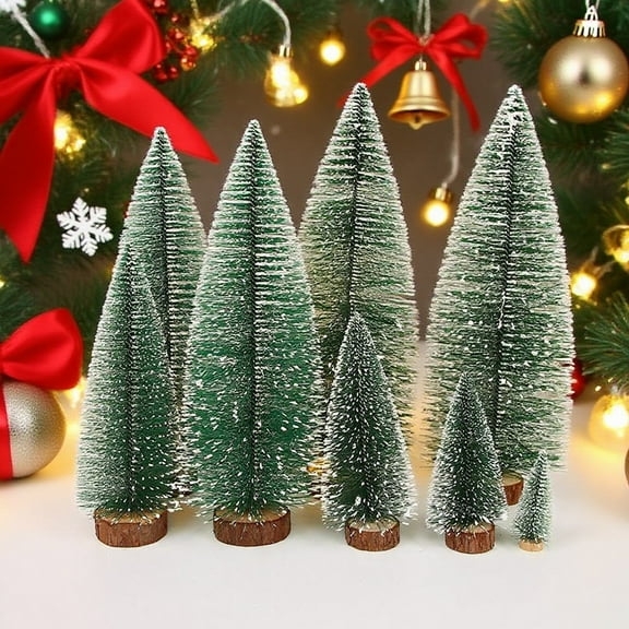 Dserfhy Mini Christmas Trees Snow Frost Flocked Bottle Brush Tree with Wooden Base Small Artificial Xmas Tree for Winter Holiday Tabletop Decor
