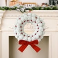thumbnail image 1 of Dserfhy Plush Christmas Wreath White Fuzzy Pom Pom Ball Wreath with Red Bow And Berries for Home Window Fireplace Wall Door Holiday Decor, 1 of 7