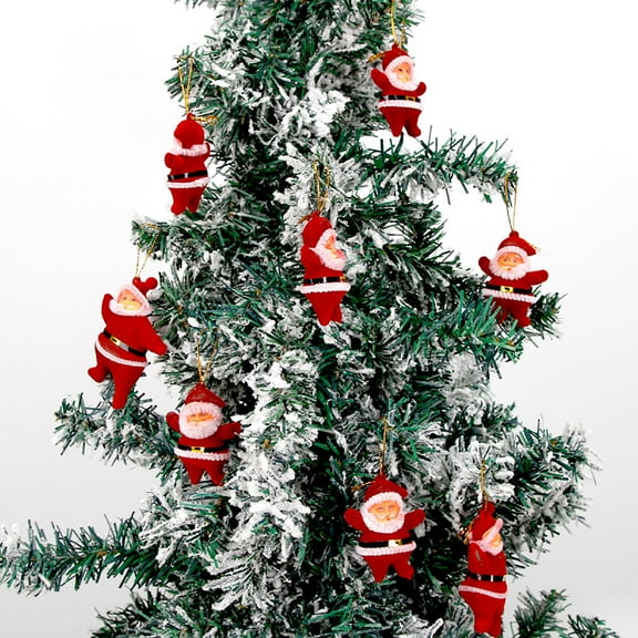 Dserfhy Santa Claus Ornaments 3D Flocking Santa Doll Christmas Tree Hanging Ornaments for Wall Window Door Home Party Holiday Decor