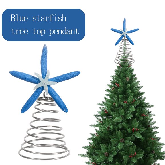 Dserfhy Starfish Christmas Tree Topper Resin Starfish Decoration with Spiral Wire Base Xmas Tree Decoration Starfish for Home Office Parties