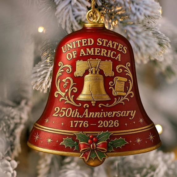 Dserfhy United States 250th Anniversary Bell Ornament Patriotic Commemorative Doorbell Xmas Tree Hanging Decoration for Home Garden Decor